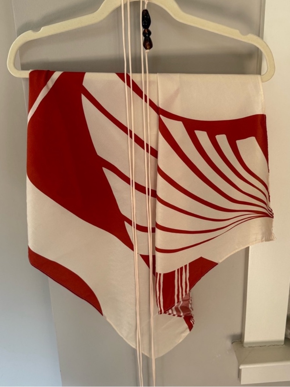 Sir the Label 100% Silk Red and Cream Halter Scarf Top - Picture 4 of 6